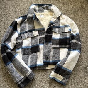 Hurley Black and Gray flannel Jacket with Cozy Sherpa Lining